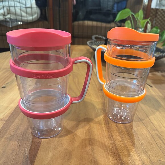 last chance - pair of 24oz Tervis tumbler orange and pink - Picture 1 of 5